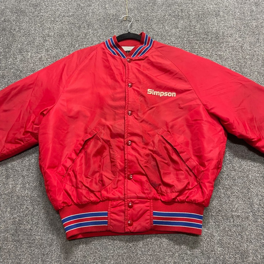 Vintage Red Simpson Racing Satin Varsity Style Jacket